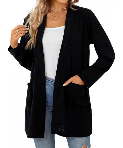 Soft Cardigans for Women Long Sleeve Cardigan with Pockets Black $16.50 Sweaters