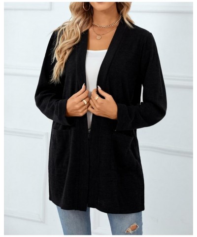 Soft Cardigans for Women Long Sleeve Cardigan with Pockets Black $16.50 Sweaters