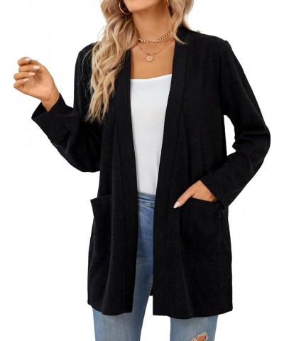 Soft Cardigans for Women Long Sleeve Cardigan with Pockets Black $16.50 Sweaters