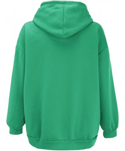 Women's Full Zip Up Hoodie Teen Girls Y2K Oversized Sweatshirts Long Sleeve Fall Casual Drawstring Jacket with Pockets Green ...