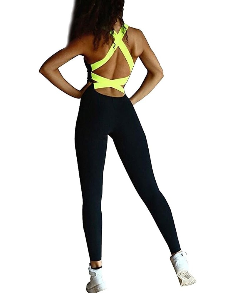 Women's Skinny Tight Bandage Sports Yoga Pants Jumpsuits Rompers Playsuit Yellow $12.06 Jumpsuits