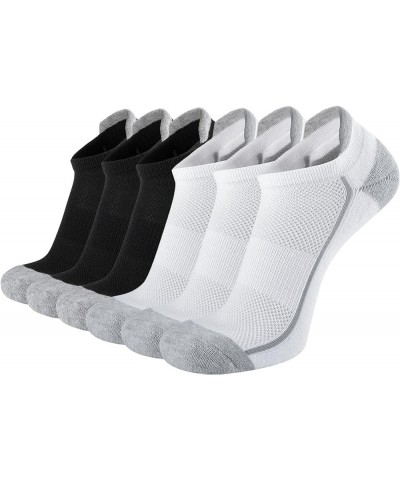 Womens Low Cut Ankle Athletic Socks Cushioned Running Performance Breathable Tab Sock (6 Pairs) Black 3 & White 3 (6 Pairs) $...