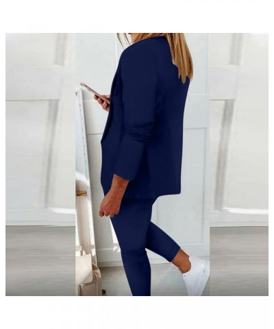 Womens Fashion 2 Piece Blazer Suits Long Sleeve Open Front Blazer Pants Set Elegant Work Office Business Outfits 03 Navy $16....