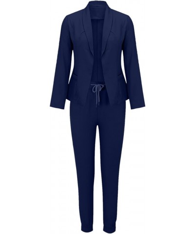 Womens Fashion 2 Piece Blazer Suits Long Sleeve Open Front Blazer Pants Set Elegant Work Office Business Outfits 03 Navy $16....