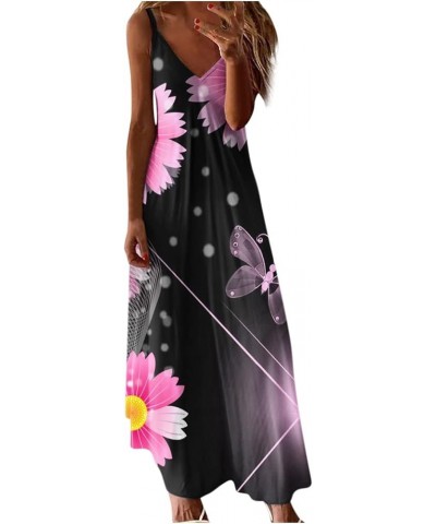 Summer Dresses for Women 2023,Sleeveless Boho Sundress Casual V-Neck Long Dresses Hawaiian Beach Dress for Vacation A06-black...