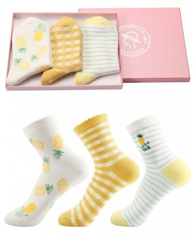 Womens Funny Crew Socks Cotton Cute Animal Ankle Socks 3 Pairs Great Gifts for Girls Pineapple Crew Socks $10.80 Socks