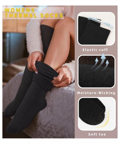 Warm Knee High Socks for Women,Cotton Thermal Socks for Hiking Skiing Winter Gifts Small-Medium Black $11.25 Socks