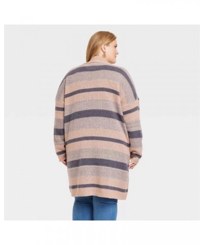 Women's Plus Size Open-Front Cardigan - Gray Striped $20.79 Sweaters