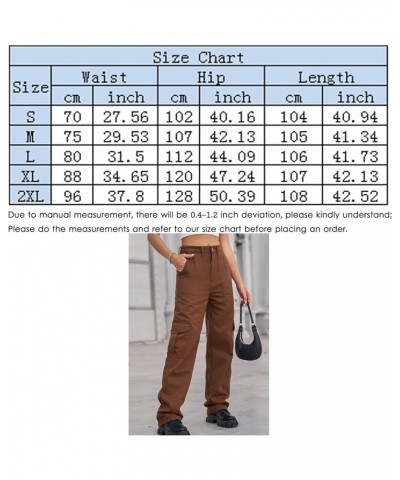 Women High Rise Straight Leg Y2K Streetwear Cargo Pants Baggy Boyfriend Jeans with Pockets Rbrown $18.54 Jeans