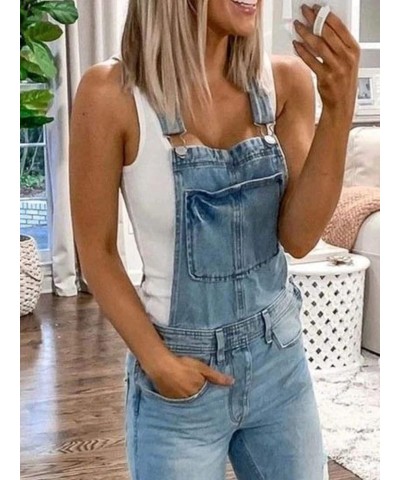 Women's Ripped Denim Bib Overalls Adjustable Straps Pockets Jean Rompers Casual Distressed Jeans Fit Jumpsuits Small Blue $13...