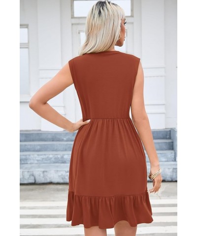 Women's Casual Tiered Dress Simple T-Shirt Loose Dress Sleeveless S-XL Ac-brick Red $18.62 Dresses