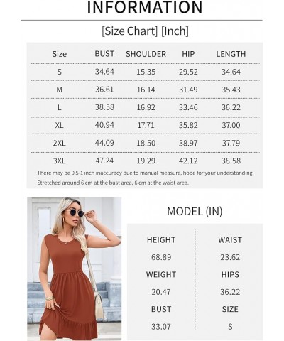 Women's Casual Tiered Dress Simple T-Shirt Loose Dress Sleeveless S-XL Ac-brick Red $18.62 Dresses