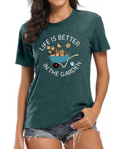 Garden Shirts for Women Plant Lover T-Shirt Life is Better in The Garden Letter Print Tee Gardener Gift Tops Green $12.23 Tops