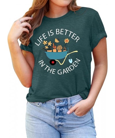 Garden Shirts for Women Plant Lover T-Shirt Life is Better in The Garden Letter Print Tee Gardener Gift Tops Green $12.23 Tops