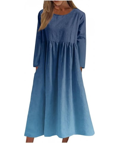 Women's Summer Dresses 2024 Casual Maxi Dress Long Sleeve Elegant Irregular Party Dress Church Dresses 1-blue $12.40 Dresses