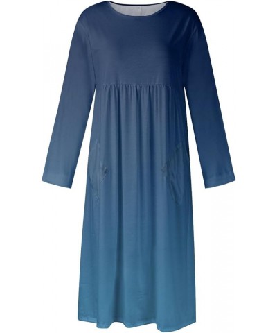 Women's Summer Dresses 2024 Casual Maxi Dress Long Sleeve Elegant Irregular Party Dress Church Dresses 1-blue $12.40 Dresses