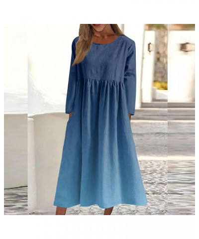 Women's Summer Dresses 2024 Casual Maxi Dress Long Sleeve Elegant Irregular Party Dress Church Dresses 1-blue $12.40 Dresses