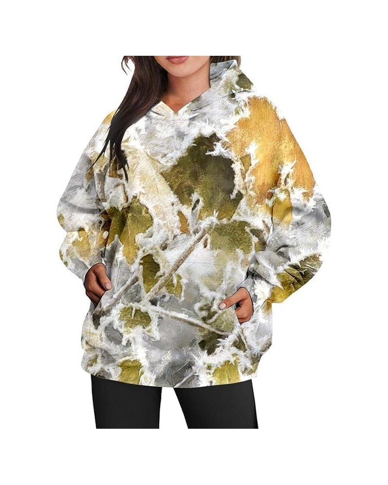 Women Camouflage Hoodie long Sleeve Maple Leaf Print Oversized Sports Sweatshirt Casual Cotton Pullover with Pockets Hoodies ...