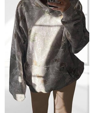 Women Camouflage Hoodie long Sleeve Maple Leaf Print Oversized Sports Sweatshirt Casual Cotton Pullover with Pockets Hoodies ...