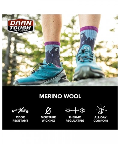 Darn Tough Bear Town Micro Crew Lightweight with Cushion Sock - Women's - 6 Pack Special Purple $49.10 Activewear