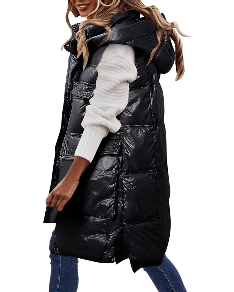 Hot down Womens Vest Women Quilted Sleeveless Jacket Vest Hooded Thick Long Coat Winter Warm Womens Winter Jacket Black $23.6...