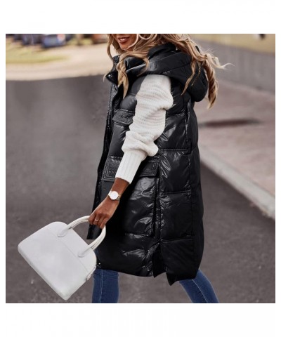 Hot down Womens Vest Women Quilted Sleeveless Jacket Vest Hooded Thick Long Coat Winter Warm Womens Winter Jacket Black $23.6...