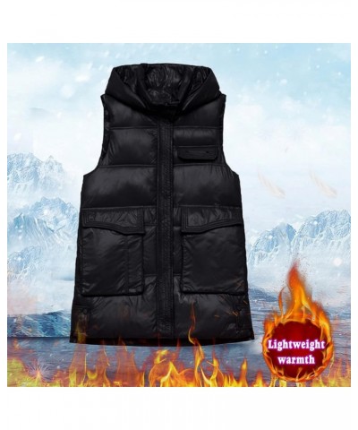 Hot down Womens Vest Women Quilted Sleeveless Jacket Vest Hooded Thick Long Coat Winter Warm Womens Winter Jacket Black $23.6...