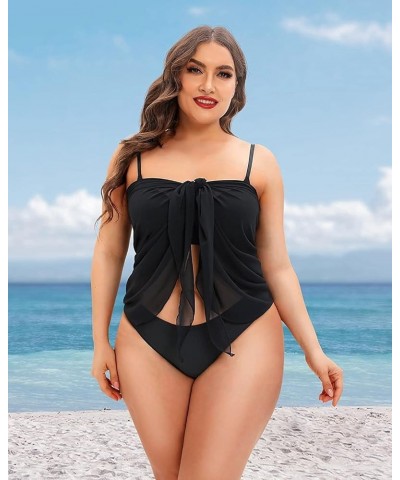 Plus Size Swimsuit Cover Ups Women Sarong Wraps Chiffon Beach Sheer Pareo Black $12.99 Swimsuits