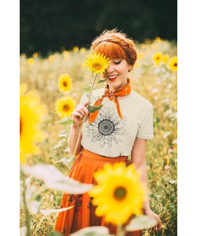 Sunflower Graphic Tee T Shirt for Women Short Sleeve Summer Graphic Casual Shirts Tee Top Apricot $11.99 T-Shirts