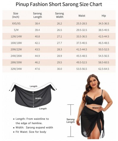 Plus Size Swimsuit Cover Ups Women Sarong Wraps Chiffon Beach Sheer Pareo Black $12.99 Swimsuits