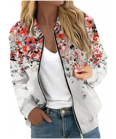 Women Coats,2023 Trendy Women Casual Jacket Jackets For Women Long Sleeve Lightweight Zip Up Cropped Fashion Print 4-red $15....