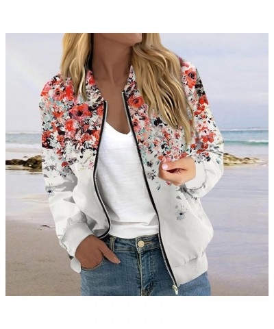 Women Coats,2023 Trendy Women Casual Jacket Jackets For Women Long Sleeve Lightweight Zip Up Cropped Fashion Print 4-red $15....