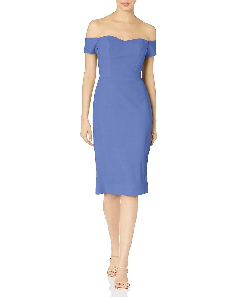 Women's Bailey Off The Shoulder Sweetheart Bodycon Midi Sheath Dress Blue Jay $44.22 Dresses