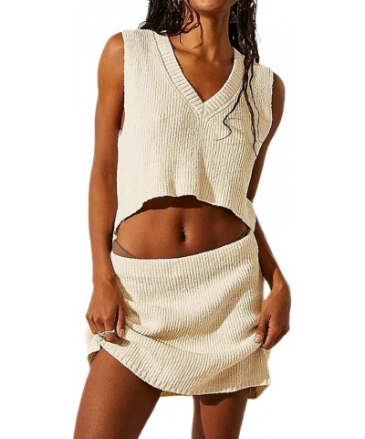 Women Y2K Crochet Knitted 2 Piece Skirt Set Hollow Out Crop Top High Waist Bodycon Mini Skirt Outfits Beachwear Bt-white $14....