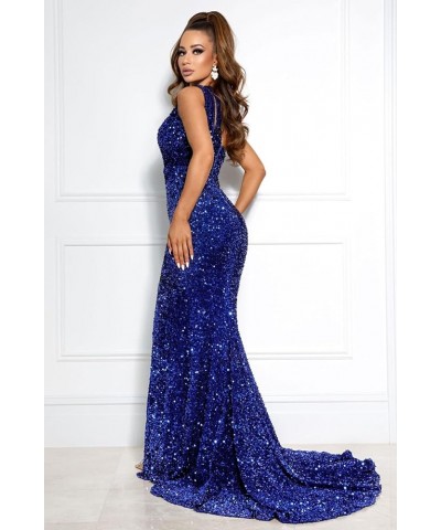 Mermaid Prom Dresses Long Ball Gown for Teens One Shoulder Sequins Formal Evening Gown with Slit Black $31.20 Dresses