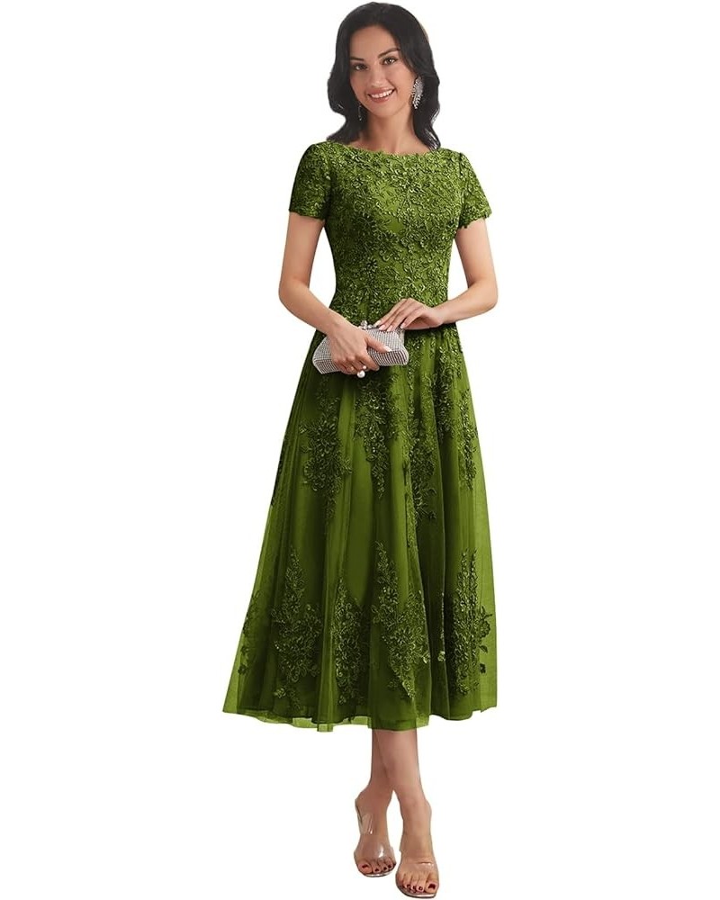 Lace Appliques Tulle Mother of The Bride Dresses for Wedding 2023 Long Formal Evening Gown with Sleeves Olive Green $44.19 Dr...