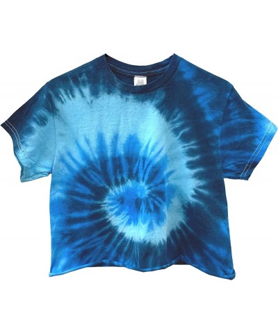 Ocean Tie-Dye Short Sleeve Unisex Cropped Tee Blue $9.66 T-Shirts