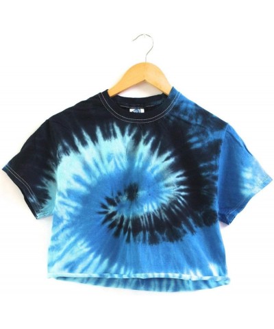 Ocean Tie-Dye Short Sleeve Unisex Cropped Tee Blue $9.66 T-Shirts