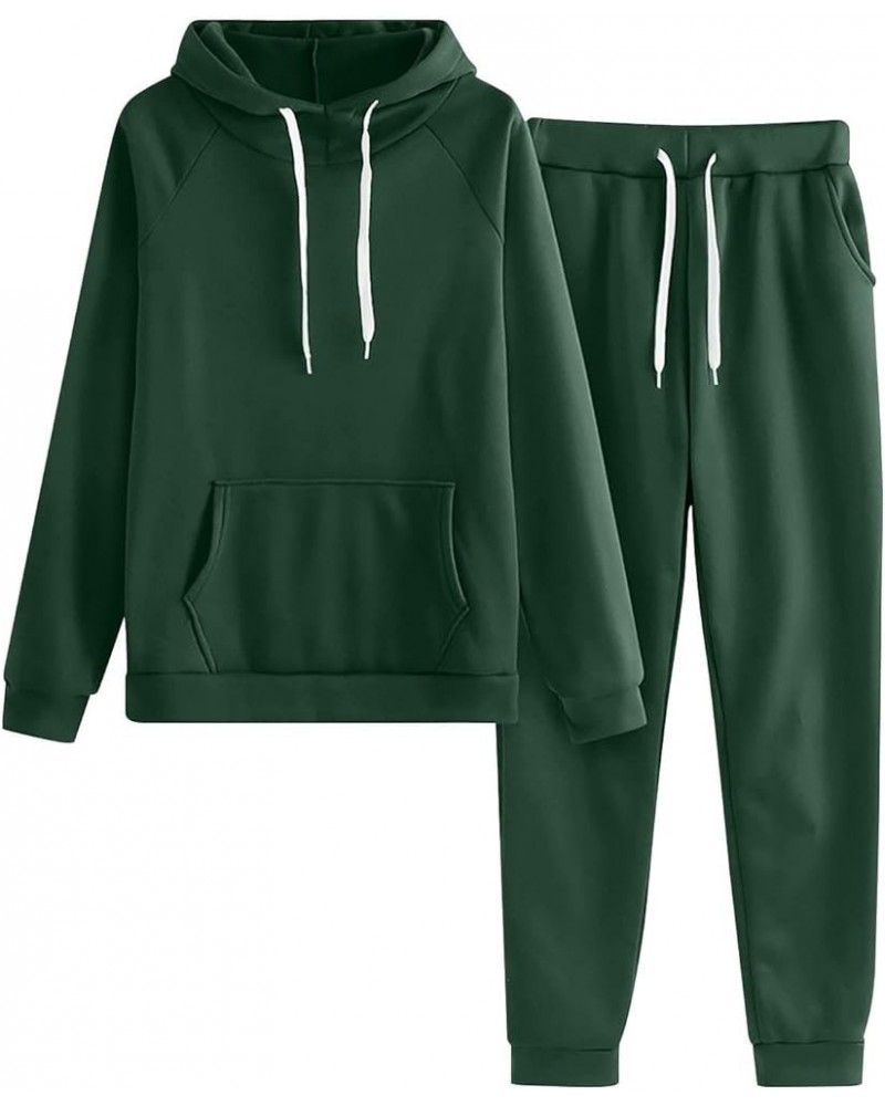 Womens Sweatsuits 2 Piece Set Plus Size Casual Jogger Sets Long Sleeve Crewneck Sweatshirt And Trackpants Tracksuit 05❈❈green...