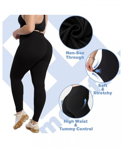 Plus Size Leggings for Women-Stretchy X-Large-4X Tummy Control High Waist Spandex Workout Black Yoga Chef Pants 1-black,black...