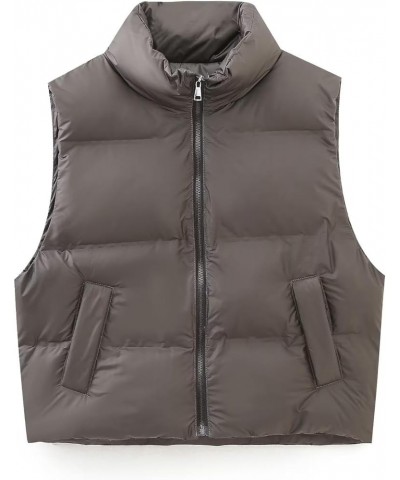 Women's Corduroy Puffer Vest Winter Crop Vest Lightweight Sleeveless Warm Outerwear Puffer Vest Padded Gilet B Apricot $14.03...