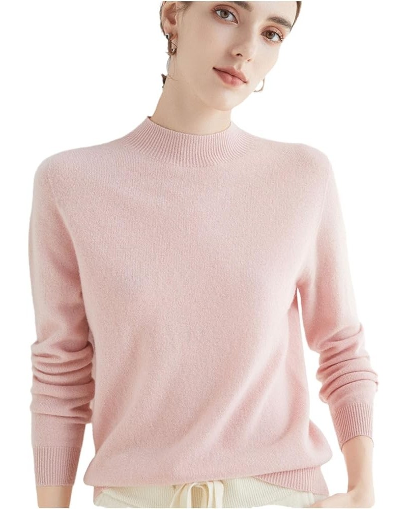 Cashmere Sweaters for Women, Pure Wool Semi-Turtleneck Crew Neck Sweaters, Long Sleeve Pullover Cashmere Sweater Pink $16.52 ...