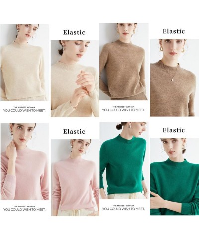 Cashmere Sweaters for Women, Pure Wool Semi-Turtleneck Crew Neck Sweaters, Long Sleeve Pullover Cashmere Sweater Pink $16.52 ...