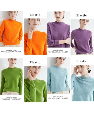 Cashmere Sweaters for Women, Pure Wool Semi-Turtleneck Crew Neck Sweaters, Long Sleeve Pullover Cashmere Sweater Pink $16.52 ...