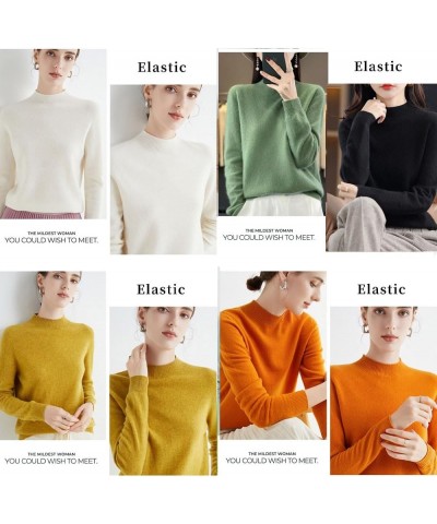 Cashmere Sweaters for Women, Pure Wool Semi-Turtleneck Crew Neck Sweaters, Long Sleeve Pullover Cashmere Sweater Pink $16.52 ...