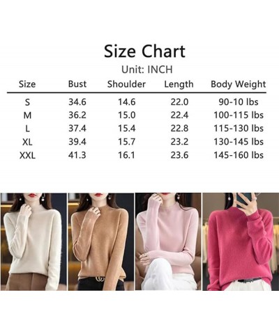 Cashmere Sweaters for Women, Pure Wool Semi-Turtleneck Crew Neck Sweaters, Long Sleeve Pullover Cashmere Sweater Pink $16.52 ...