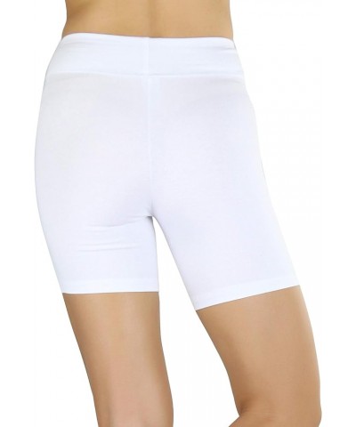 Women's Cotton-Spandex Blend 15" Outseam Shorts White - Thick Waistband $7.38 Shorts