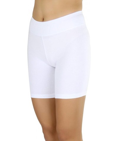 Women's Cotton-Spandex Blend 15" Outseam Shorts White - Thick Waistband $7.38 Shorts