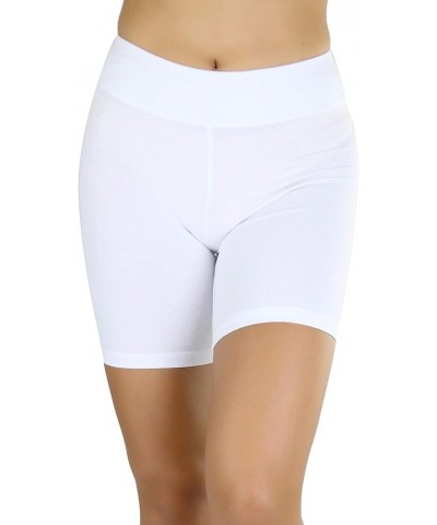 Women's Cotton-Spandex Blend 15" Outseam Shorts White - Thick Waistband $7.38 Shorts