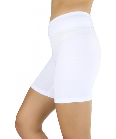 Women's Cotton-Spandex Blend 15" Outseam Shorts White - Thick Waistband $7.38 Shorts